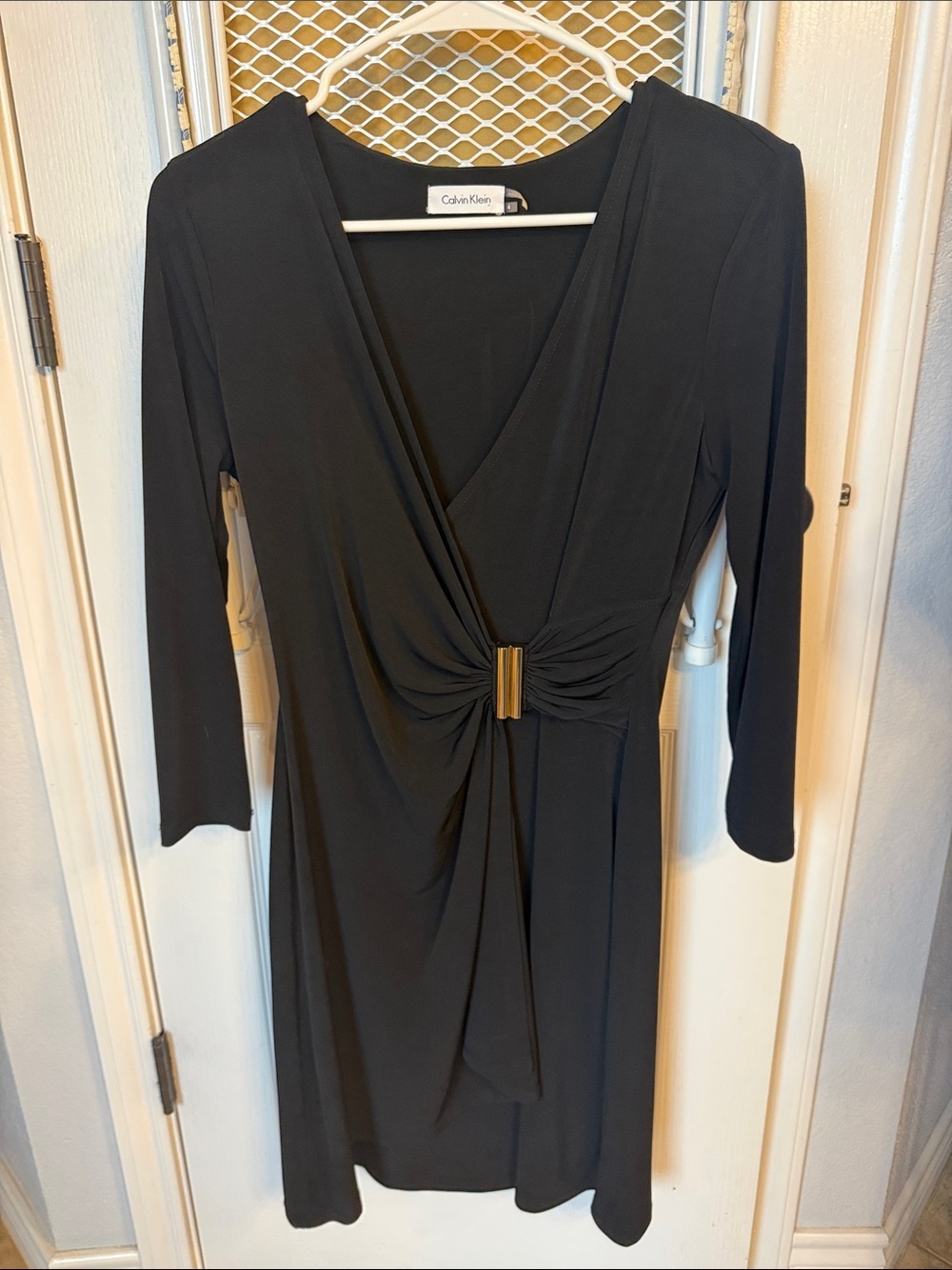 Calvin Klein Black Long Sleeve Twist Front Dress